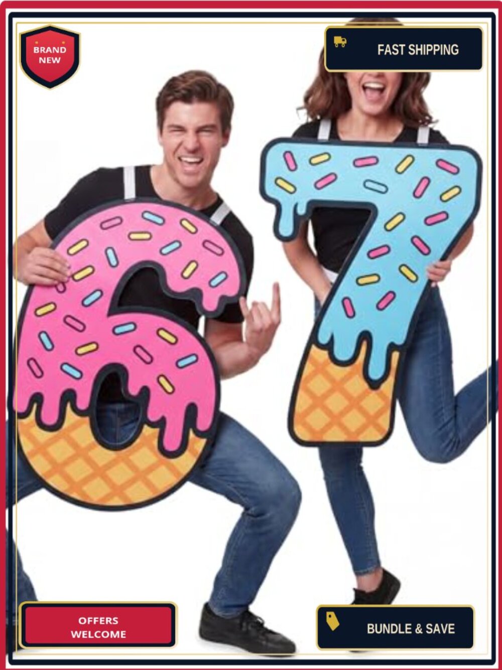 Ice Cream Drip Number Costume Felt One Size Fits Most Adult
